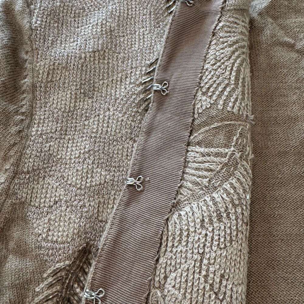 Trina Turk Brown Embellished Merino Wool Cardigan Size Small - Picture 5 of 8